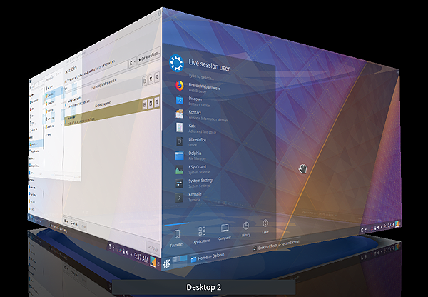 KDE efekt kocke s virtualnim desktopima